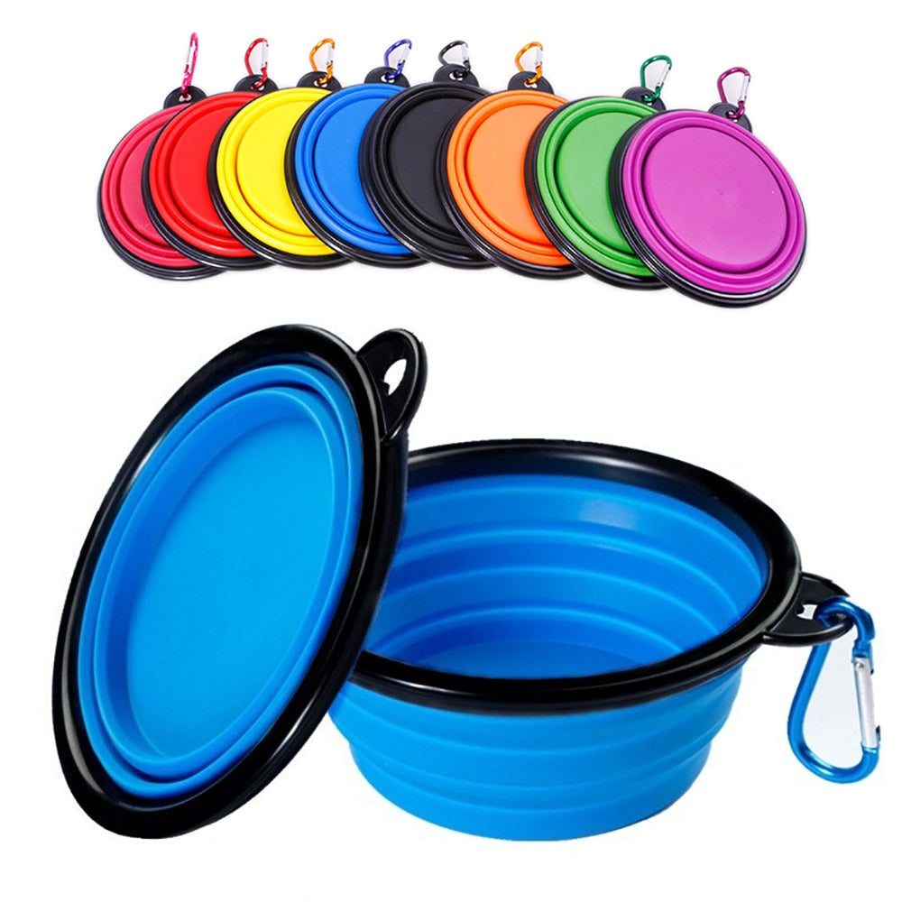 1000ML Pet Bowl Folding Silicone Travel Dog Bowls Walking Portable Water Bowl For Small Medium Dogs Cat Bowls Pet Eating Dishes