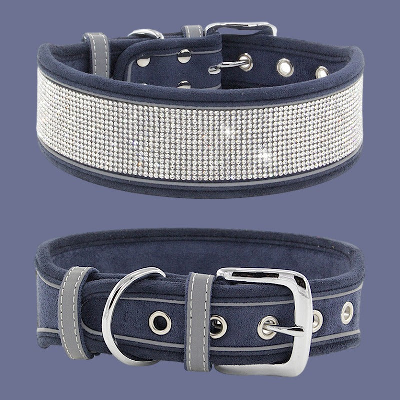 Reflective Dog Collar Shiny Rhinestone Pet Collar Medium sized Dog Chain Soft and Comfortable Walking Rope