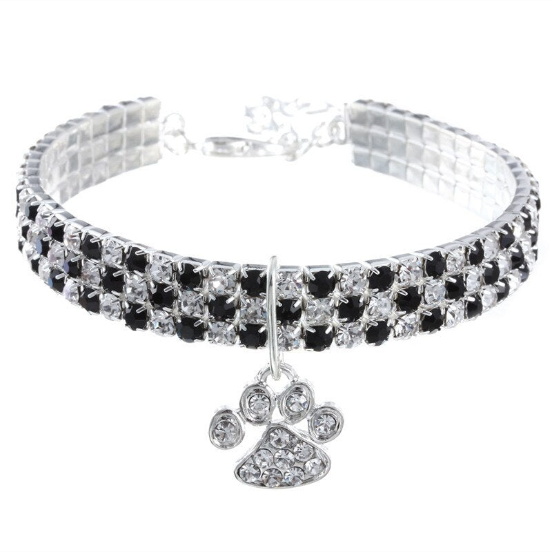Rhinestone Cute Paw Dog Collar Products for Dogs 20/25/33CM Blue/Red/Pink Adjustable Collar Jewelry Accessory for Dogs Cat
