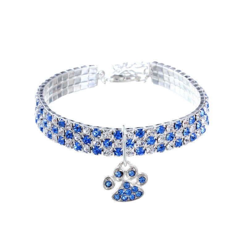 Rhinestone Cute Paw Dog Collar Products for Dogs 20/25/33CM Blue/Red/Pink Adjustable Collar Jewelry Accessory for Dogs Cat