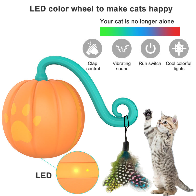 Pumpkin Appearance New Smart Cheer Cat Sports Companion Ball Electric Magic Ball Cat Toys