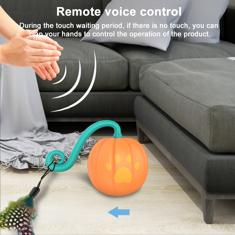 Pumpkin Appearance New Smart Cheer Cat Sports Companion Ball Electric Magic Ball Cat Toys