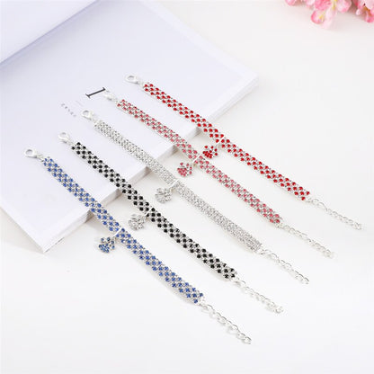 Rhinestone Cute Paw Dog Collar Products for Dogs 20/25/33CM Blue/Red/Pink Adjustable Collar Jewelry Accessory for Dogs Cat