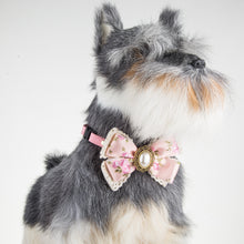 Stitched Floral Lace Diamond Pet Bow Tie Dog Cat Bow Tie Adjustable Collar