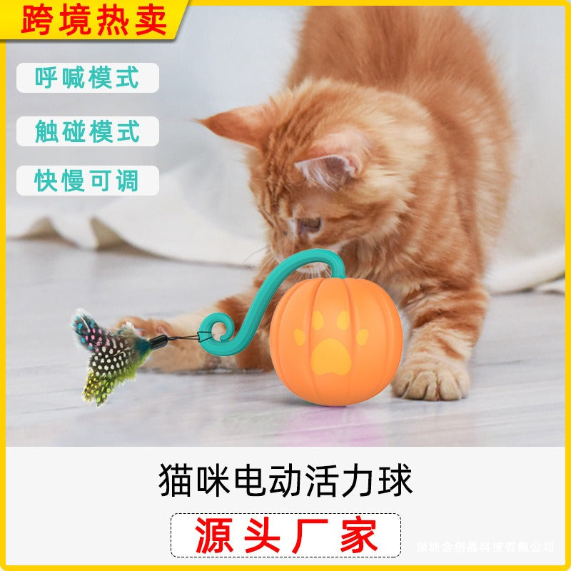 Pumpkin Appearance New Smart Cheer Cat Sports Companion Ball Electric Magic Ball Cat Toys