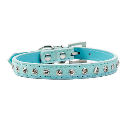New Rhinestone Pet Collar Shiny Row Of Diamond-Studded Dog Collar Microfiber Soft And Comfortable Cat Ring