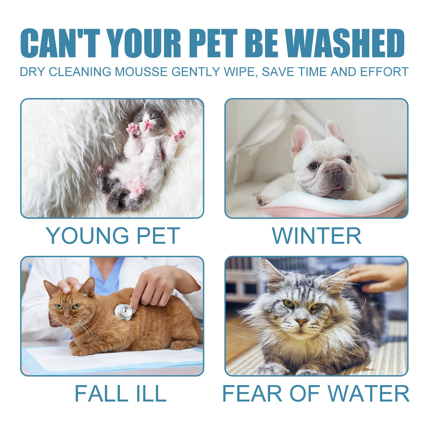 Yegbong Pet Dry Cleaning Foam Cat Dog Shower Gel Puppy Dog Disposable Deodorant