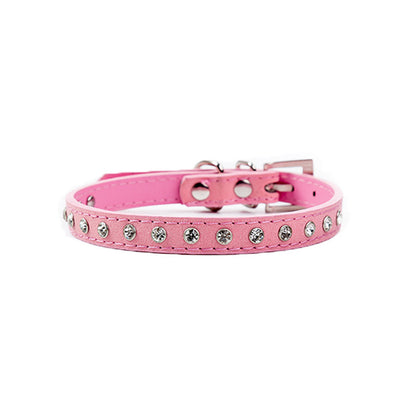 New Rhinestone Pet Collar Shiny Row Of Diamond-Studded Dog Collar Microfiber Soft And Comfortable Cat Ring