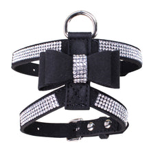 Sparkling rhinestone bow pet chest strap, rhinestone dog chest strap, suede microfiber dog chain pet supplies