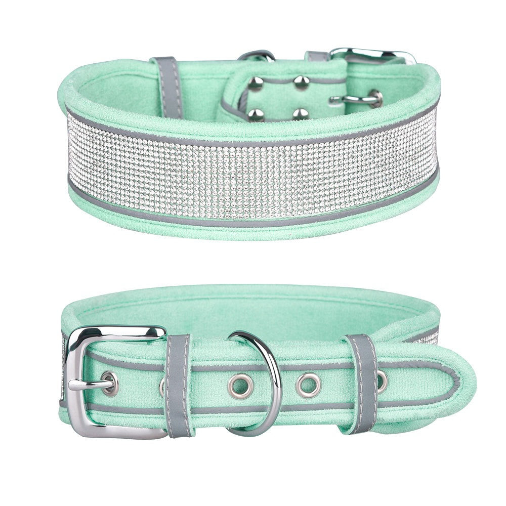 Reflective Dog Collar Shiny Rhinestone Pet Collar Medium sized Dog Chain Soft and Comfortable Walking Rope
