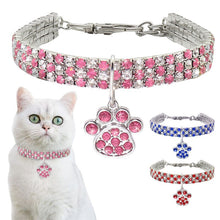 Rhinestone Cute Paw Dog Collar Products for Dogs 20/25/33CM Blue/Red/Pink Adjustable Collar Jewelry Accessory for Dogs Cat