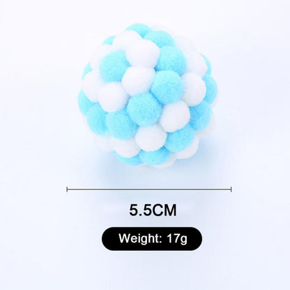 1 PC Pet Supplies Cat Self-excited Ball Funny Cat Ball Plush Bell Ball Multicolor Stitching Christmas Color Cat Throwing Toys