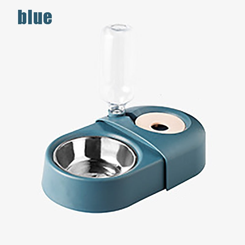 Dogs Cats Bowl and Drinking Fountains with Automatic Water Outlet Anti-overturning Feeders Plastic Feeding Bowl Pet Accessories